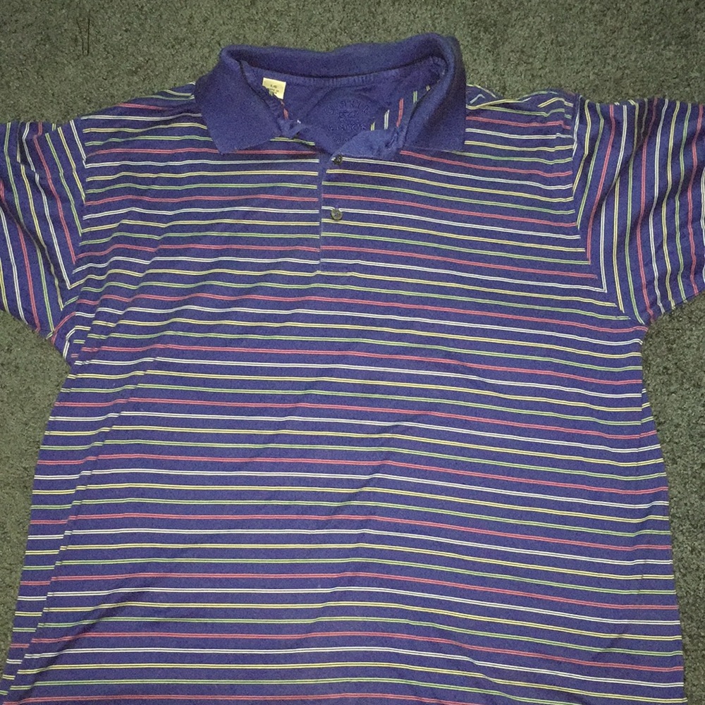 blue striped collared shirt